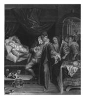 sjukbädd, Abraham de blois, efter jan havicksz. steen, 1679 - 1726 foto