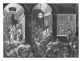 Peter är befriad från fängelse förbi ett ängel, anonym, efter philips galla, efter jan skåpbil der gatan, 1646 foto