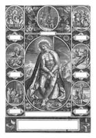 christ som man av sorger, mitt i scener från de passion, wierix eventuellt, 1590 - 1638 foto