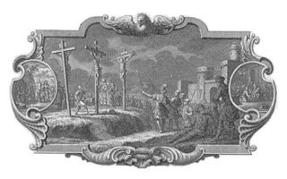 cartouche med de crucifixion av Kristus, jan caspar philips, 1751 foto