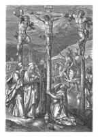 crucifixion av Kristus, knaprig skåpbil de passe jag, efter maerten de vos, 1574 - 1637 foto