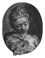 sätta dit av en ung kvinna, lodewijk de deyster, 1666 - 1711 foto