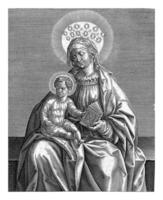 mary med de christ barn, antonie wierix ii, 1563 - 1586 foto