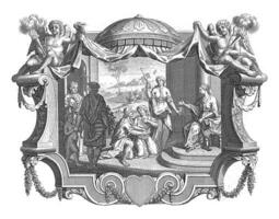 cartouche med allegori av äktenskap, jan caspar philips, 1736 - 1775 foto