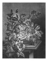 korg av blommor, pieter schenk jag, 1670 - 1713 foto