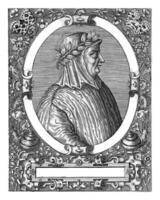 porträtt av francesco petrarca, theodor de bry, efter jean jacques boissard, c. 1597 - c. 1599 foto