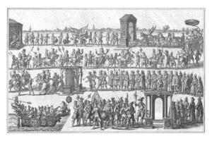 procession på de tillägnande av de universitet av leda, 1575, Simon fokke, 1752 - 1784 foto