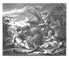 personifiering skåpbil de vinter, claude augustin duflos, efter francois boucher, 1710 - 1786 foto