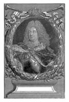 porträtt av john v, kung av Portugal, georg paul Busch, c. 1716 - 1756 foto