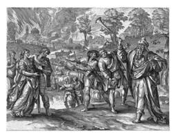 de kung har hans tjänare inbjudan gäster till de bröllop fest, johannes wierix, efter maerten de vos, 1565 - innan 1585 foto