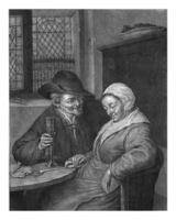 gammal par, pieter schenk jag, efter adriaen skåpbil ostade, 1670 - 1713 foto