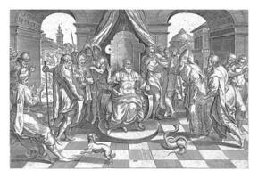moses och aron med de farao, johannes wierix, efter mård skåpbil klyfta jag, 1639 foto
