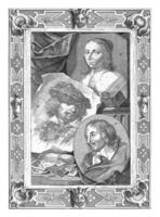 porträtt av Anna maria skåpbil schurman, Jacob adriaensz. hjälpare och rembrandt harmensz. skåpbil rijn, Jacob houbraken, 1729 foto