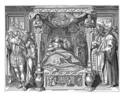 säng med de brud av Kristus, johann sadelare jag, efter maerten de vos, 1643 foto