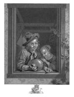 två barn med en fågel, pietro peiroleri, efter frans skåpbil mieris jag, 1751 - 1777 foto