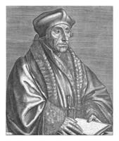 porträtt av desiderius erasmus, philips galla, efter hans holbein foto