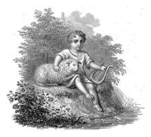 barn med en får och en lyra, philippus velijn, efter kruger, 1832 foto