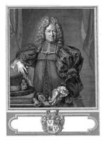 porträtt av johann Friedrich vilja, benoit audran jag, efter johann Rudolf huber 1668-1748, 1718 - 1721 foto