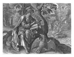 evangelist johannes, johannes wierix, efter maerten de vos, 1559 - 1584 foto