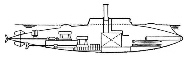 dykare under amerikan sjöman hybrid motor, årgång gravyr. foto