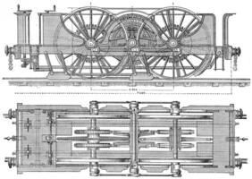 exteriör se plan och lokomotor agudio, årgång gravyr. foto