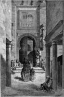 puerta del perdon på de katedral av Sevilla, årgång gravyr foto