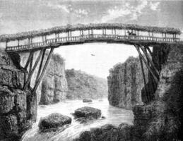 bro över de flod otun, årgång gravyr. foto