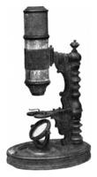 gammal mikroskop av de tyska nationell museum av Nürnberg, årgång gravyr. foto