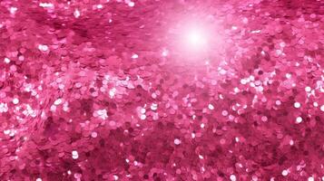 ai genererad rosa glitter bakgrund med vit Centrum strålkastare för elegant händelse dekoration foto