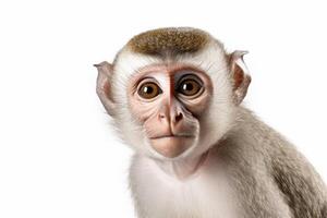 ai genererad makak apa på vit bakgrund foto