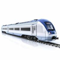 ai genererad realistisk passagerare tåg på en vit bakgrund foto