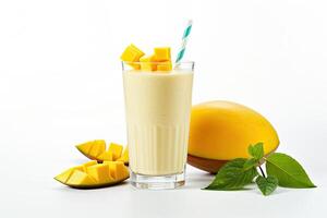 ai genererad mango milkshake närbild foto