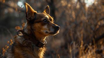 ai genererad hund med en hund krage professionell fotografi foto