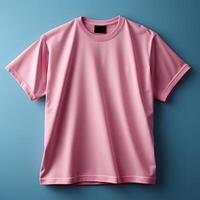 ai genererad enkel rosa t-shirt mall. tom t-shirt mockup. generativ ai foto