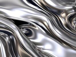ai genererad glansig silver- flytande textur bakgrund. smält metall bakgrund. generativ ai foto