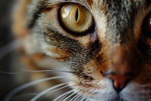 ai genererad kattens ansikte med uttrycksfull ögon. husdjur och livsstil begrepp. generativ ai foto