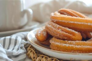 ai genererad churros med kanel och socker. generativ ai foto