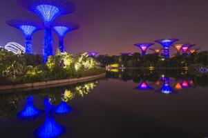 singapore, singapore, 2014 - trädgårdar förbi de bukt på natt, singapore, Asien foto