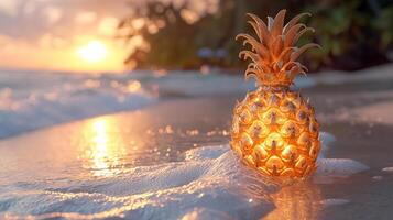 ai genererad ett konstnärlig tolkning av en ananas tillverkad helt från ruter foto