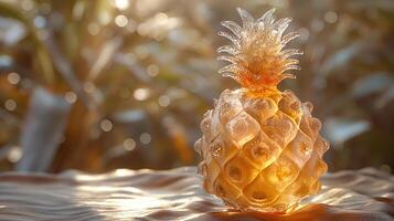 ai genererad ett konstnärlig tolkning av en ananas tillverkad helt från ruter foto