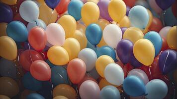 ai genererad färgrik ballonger i de luft, färgrik ballonger bakgrund, färgad ballong tapet, Lycklig bakgrund foto