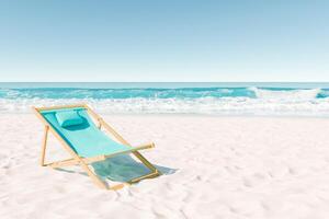 enslig aqua strand stol på ren sandig Strand foto