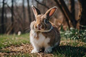 ai genererad färgrik söt påsk kanin kanin och söt leende foto