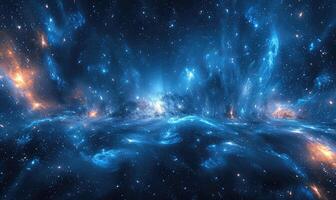 ai genererad blå nebulosa tapet hd tapet foto