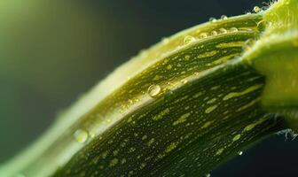 ai genererad stänga upp av zucchini med dagg droppar. makro foto