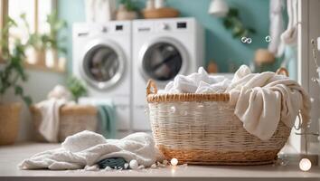 ai genererad korg med tvätt för tvättning foto