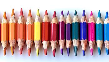 ai genererad Färg pennor isolerat på vit bakgrund med skuggor. primär Färg pennor för teckning isolerat. teckning pennor som skola leveranser foto