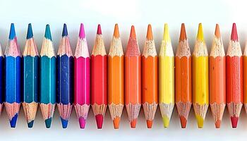 ai genererad Färg pennor isolerat på vit bakgrund med skuggor. primär Färg pennor för teckning isolerat. teckning pennor som skola leveranser foto