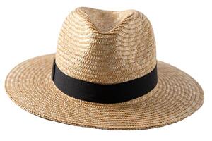 sugrör fedora hatt isolerat. sommar hatt med svart band. keps på vit bakgrund. foto