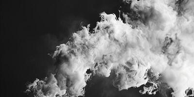 ai genererad rök moln isolerat på svart bakgrund foto